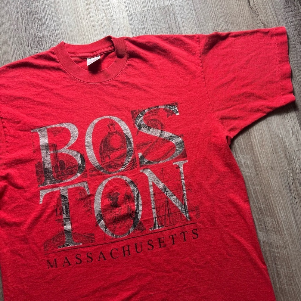 Vintage Boston Massachusetts single stitch red tourist t shirt men’s L